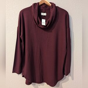 LOU & GREY Maroon Funnel Neck  Turtleneck Tunic Maroon Medium